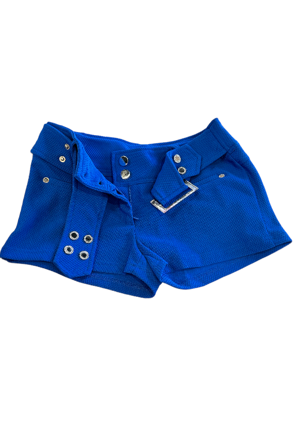 Button Belt Shorts - Blue