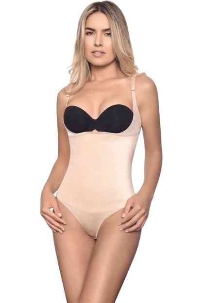 Evonne Thermic Thong Bodysuit Shaper - Beige