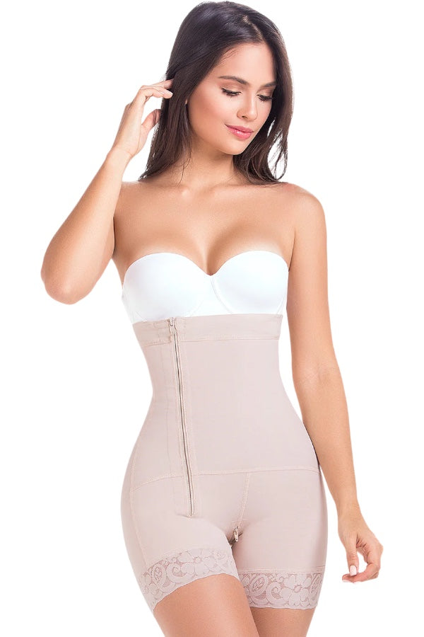 High Waist Zipper Shaper - Beige