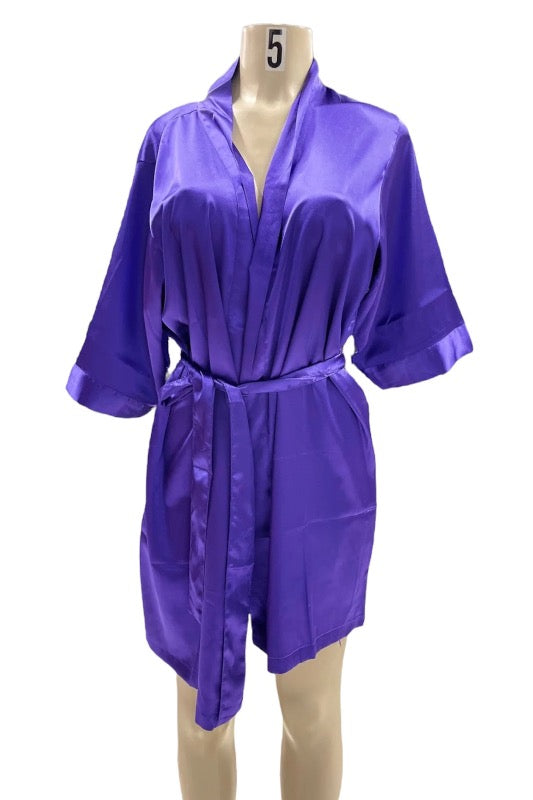 Satin Kimono Robe - Violet