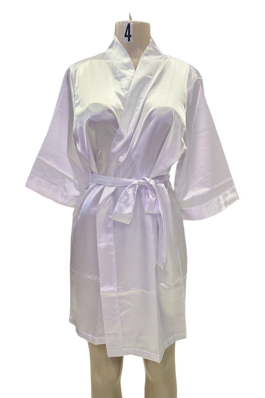Satin Kimono Robe - White