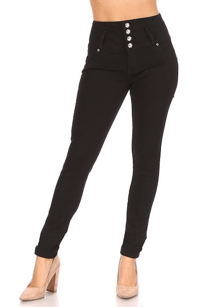 Zig Zag Studded High Rise Jeans in black