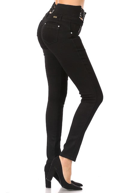 side of Open in Knots Studded High Rise Jeans