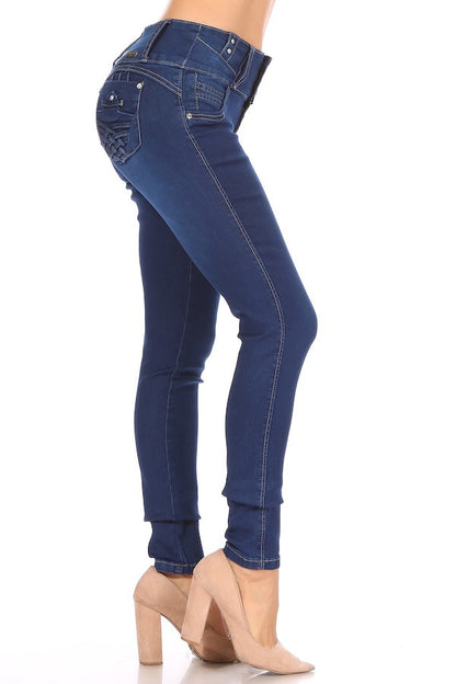 Side of Annabelle Mid Rise Jeans in Blue 