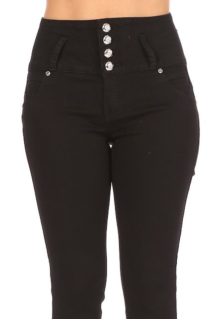 Zig Zag Studded High Rise Jeans in black