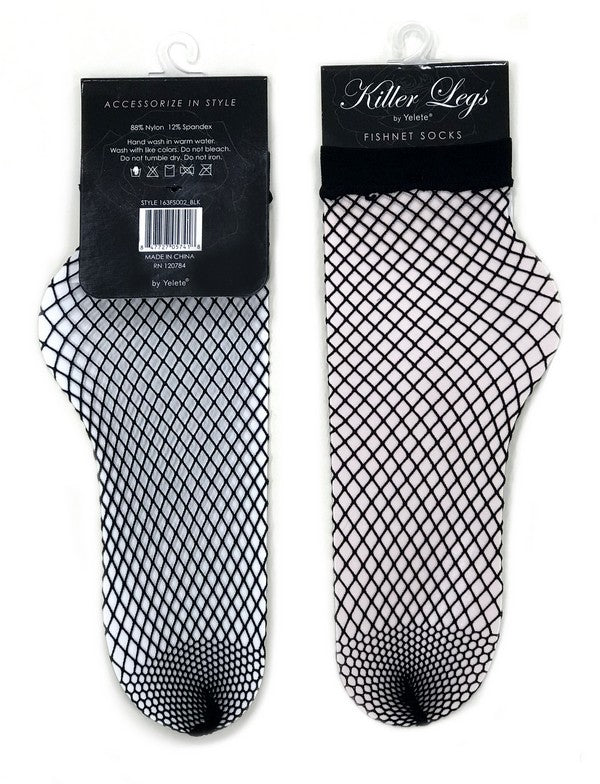 Medium Gauge Fishnet Socks - Low Cut in Black