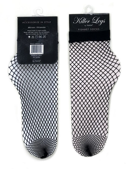 Small Gauge Fishnet Socks - Ankle Cut in Black