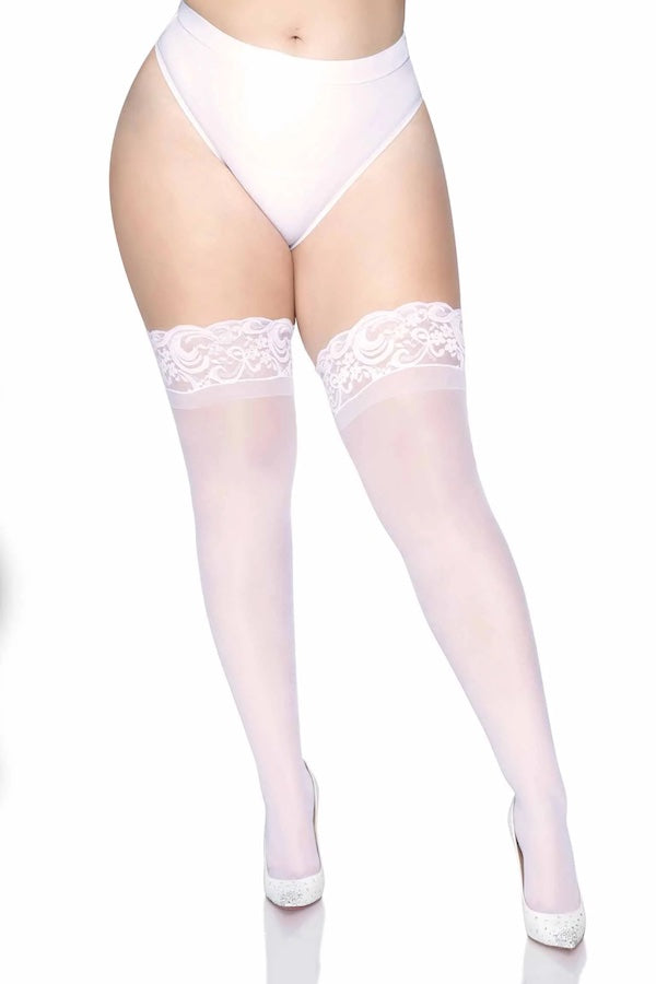 Nora Thigh High Lace Stocking - White