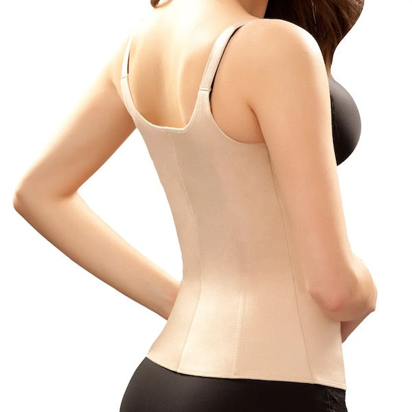 Renee Thermal Waist Trainer Vest Corset - Beige - Back View