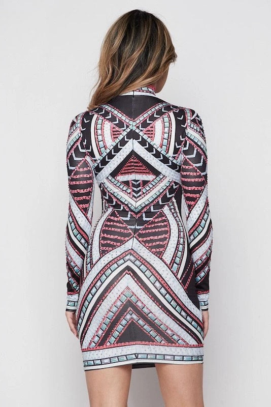 Geometric Print Bodycon Dress