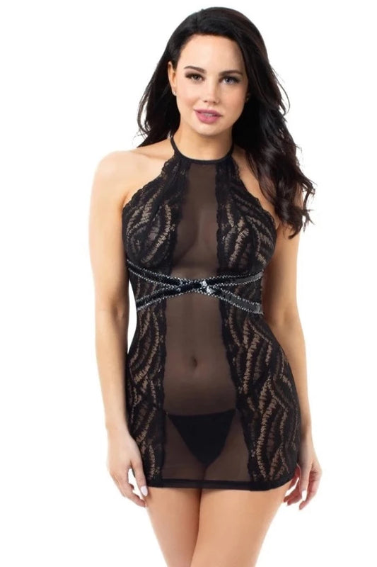 High Neck Halter Dress on model