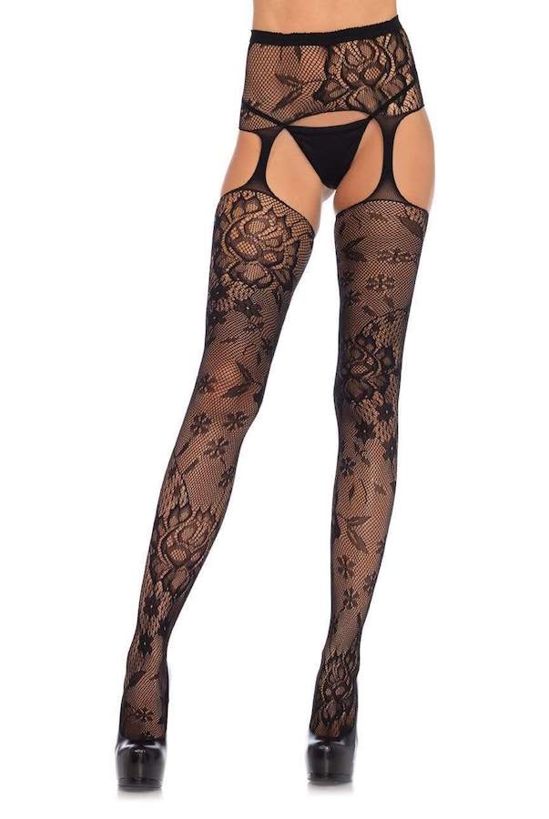 Lace Garter Stockings - Black