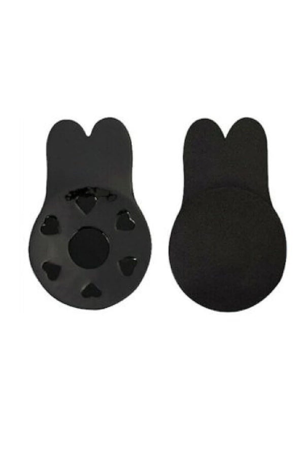 Breast Lift Pasties Bunny Ear - Black - Front and Back