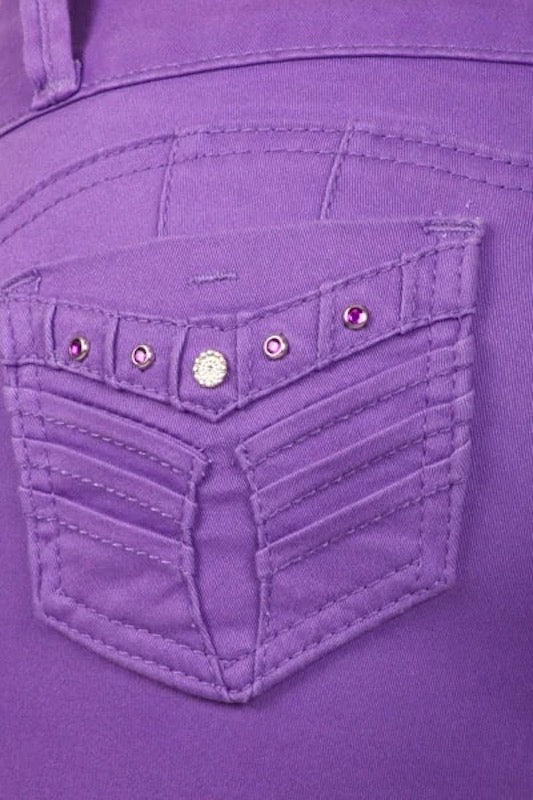 Close up of Elissa Jeans With Rhinestone Embellishments