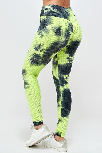 Brazilian Tye Dye Leggings - Neon Yellow