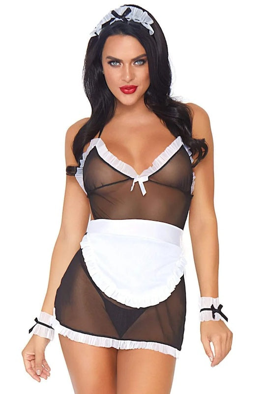 front of Seductive French Maid on model