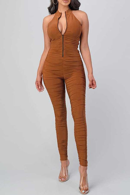 Take Me For A Ride Jumpsuit - Brown