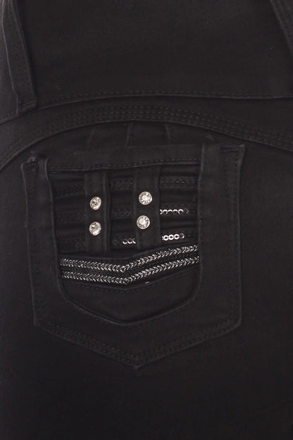 Close up of Splash of Bling Jeans in Black