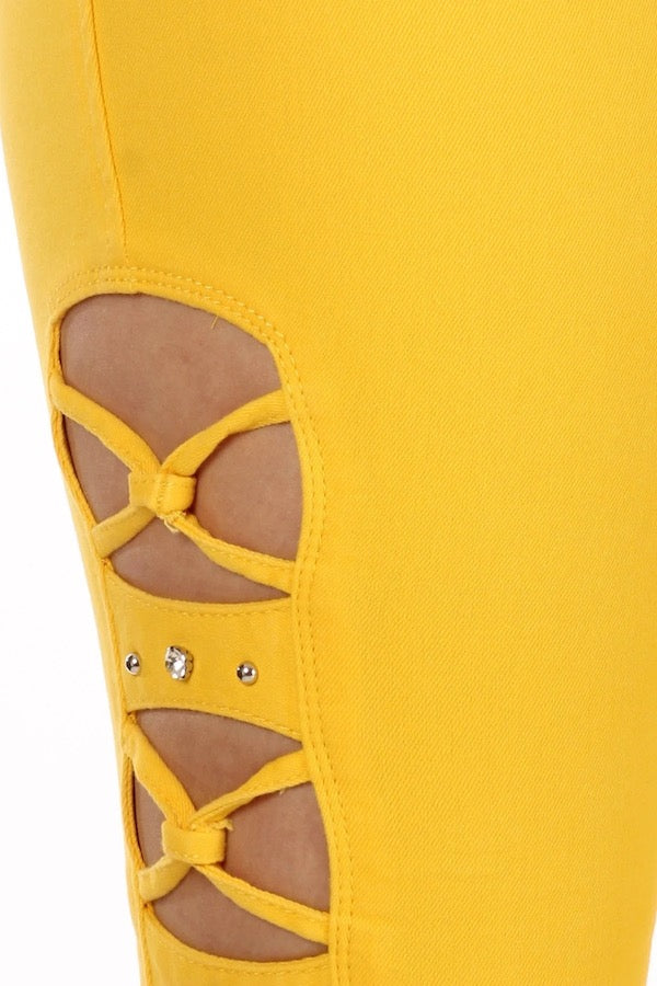 Have it All Together Jeans - Yellow - Close Up