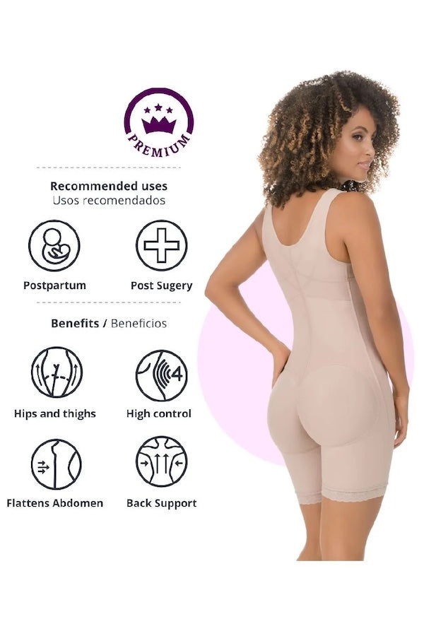 Mid Thigh Body Shaper W/ Wide Padded Straps