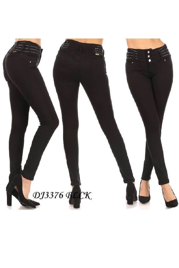 No Pocket Bling Jeans in Black DJ3376 BLCK