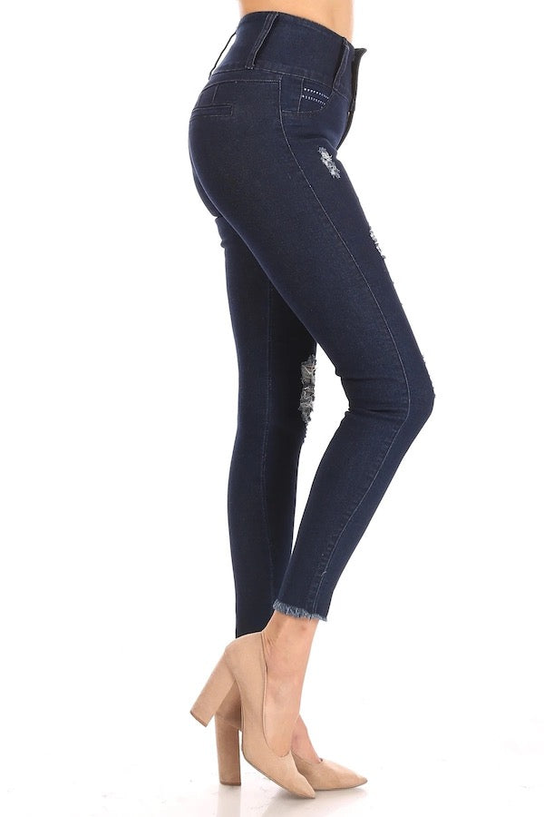 Side of Midnight Blue Distressed Jeans