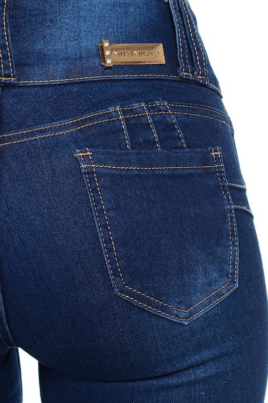 Close up of the back of Up The Ladder with O Rings Jeans in Navy Color