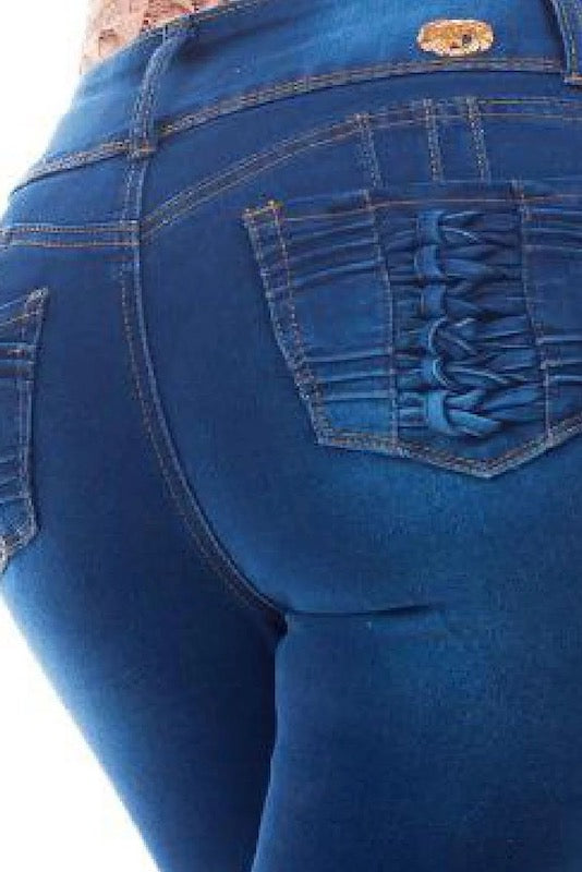 Close up of Don't Get Me Twisted Jeans in Blue 