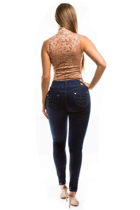 Back of Marina Navy Jeans in Navy Color