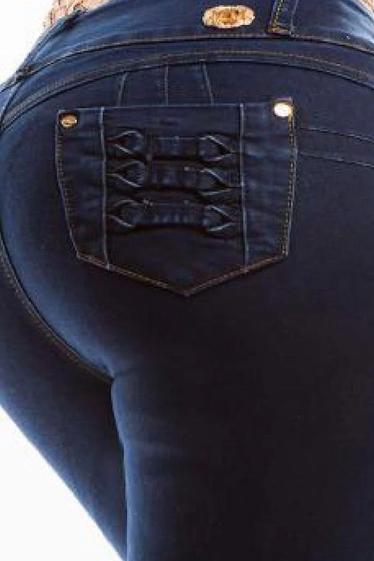 Close up of Marina Navy Jeans in Navy Color
