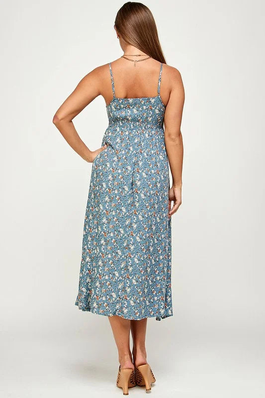 Be Original Floral Cami Maxi Dress - Blue - Back View