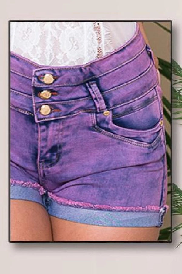 Beauty Storm Denim Shorts - Purple