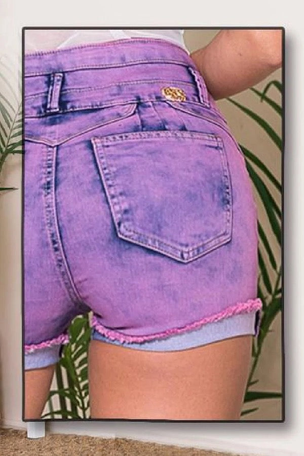 Beauty Storm Denim Shorts - Purple