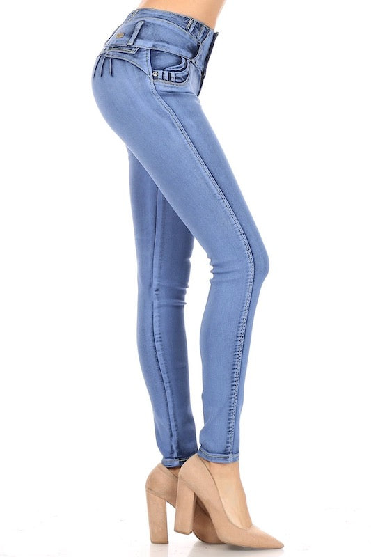 Side of Bear's Claw Studded Jeans in Blue