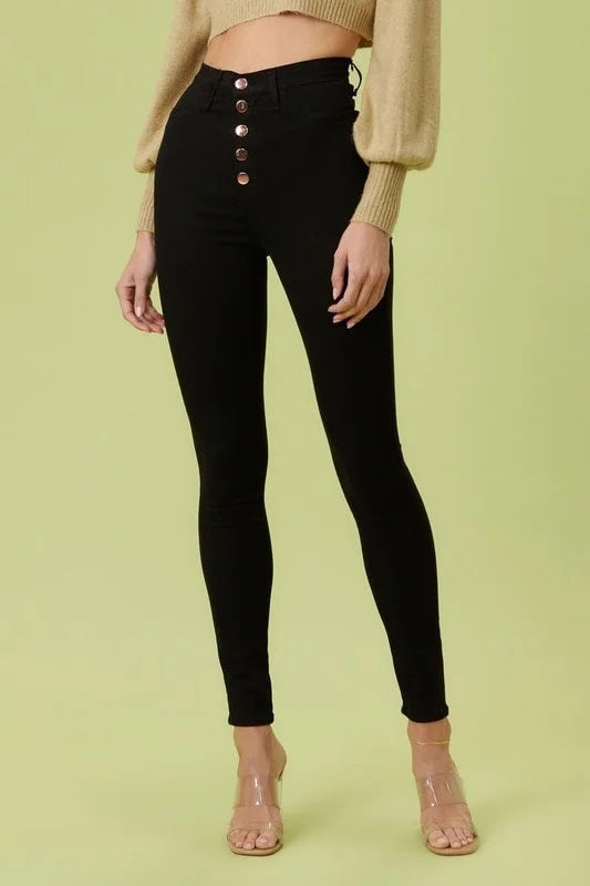 Classic 5 Button Skinny Jeans in Black 