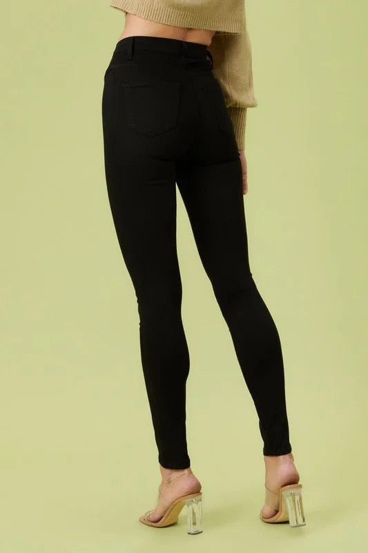 Back of Classic 5 Button Skinny Jeans in Black 