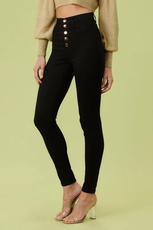 Classic 5 Button Skinny Jeans in Black 