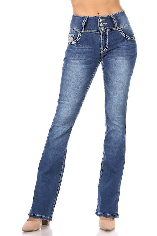 Stars Studded Pockets Bootcut Jeans