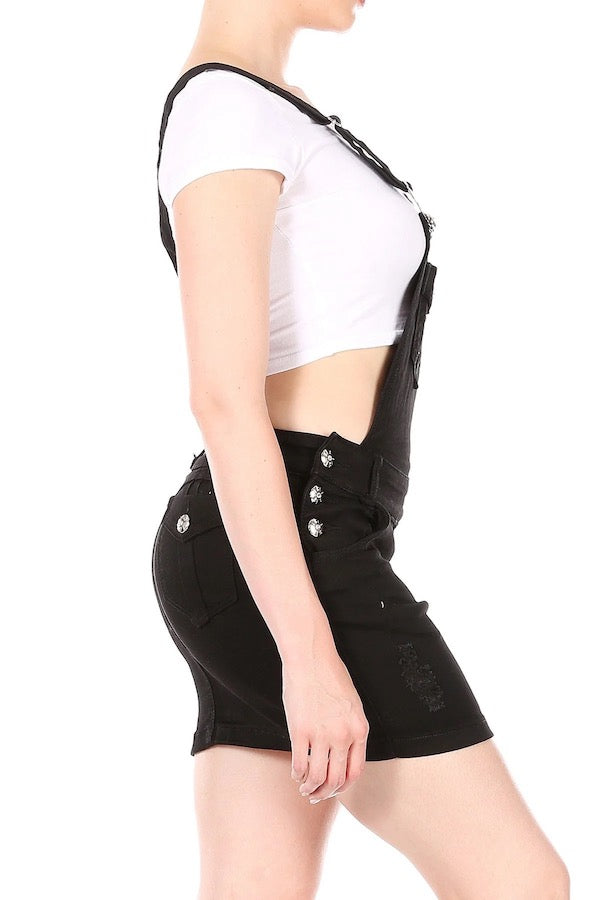 Rebeka Skirt Denim Overalls - Black