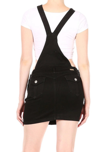Rebeka Skirt Denim Overalls - Black - Back View
