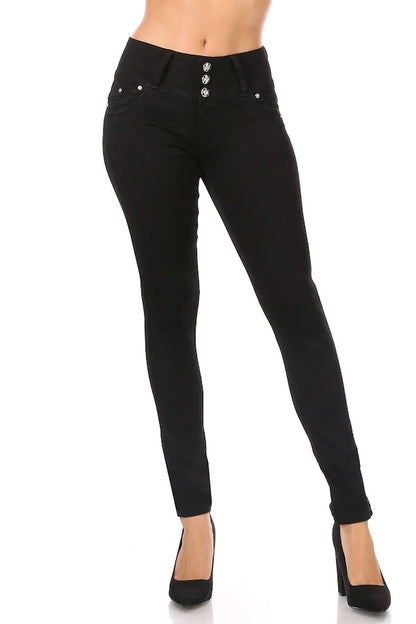 Zip Down High Waist Jeans in Black