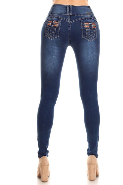Back of Lorena Lux Ripped Jeans in Navy Color 