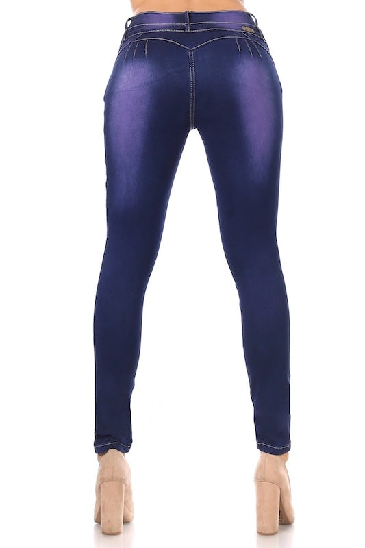 Back of Alexandra No Pocket Bling Jeans in Purple