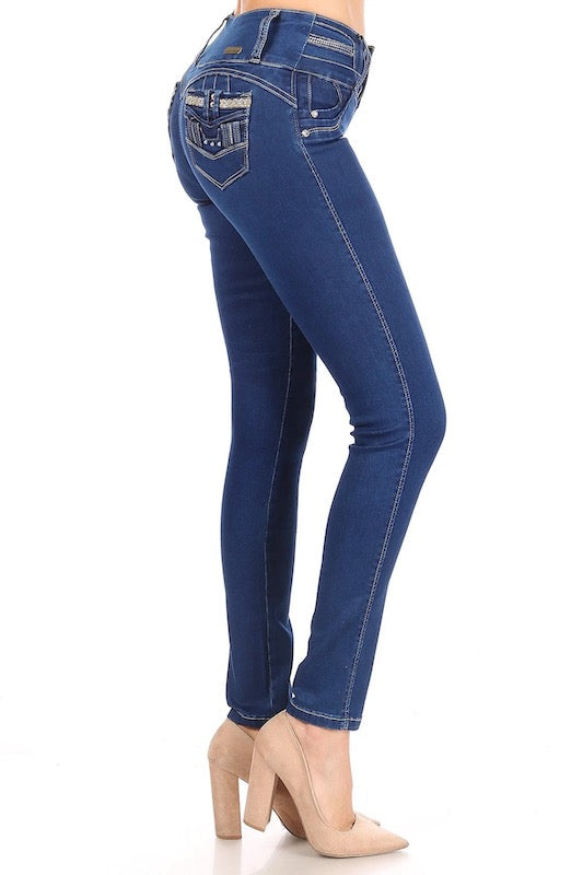 Side of XOXO Bling Jeans in Blue Color