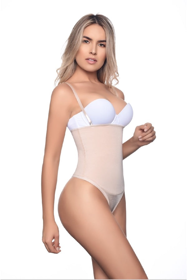 Nadine Strapless Thermic Thong Bodysuit Shaper With Silicone Lining - Beige