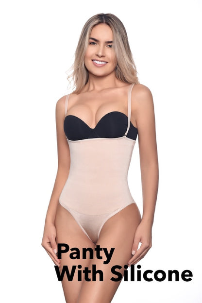 Nadine Strapless Thermic Bikini Bodysuit Shaper With Silicone - Beige