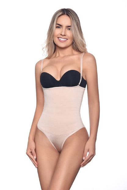 Nadine Strapless Thermic Bikini Bodysuit Shaper With Silicone - Beige