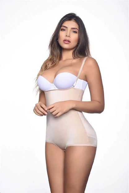 Lillian Strapless Boyshorts Bodysuit Shaper With Silicone - Beige