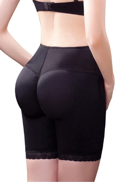 Natasha Mid Thigh Panty Shaper With Silicone Lining - Black - Back View