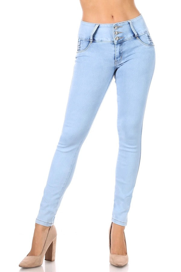 Marci Studded Pockets Jeans in Light Blue